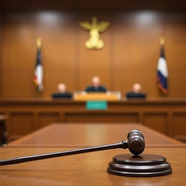 A family court hearing with a judge presiding, representing the formal process of UK family court proceedings