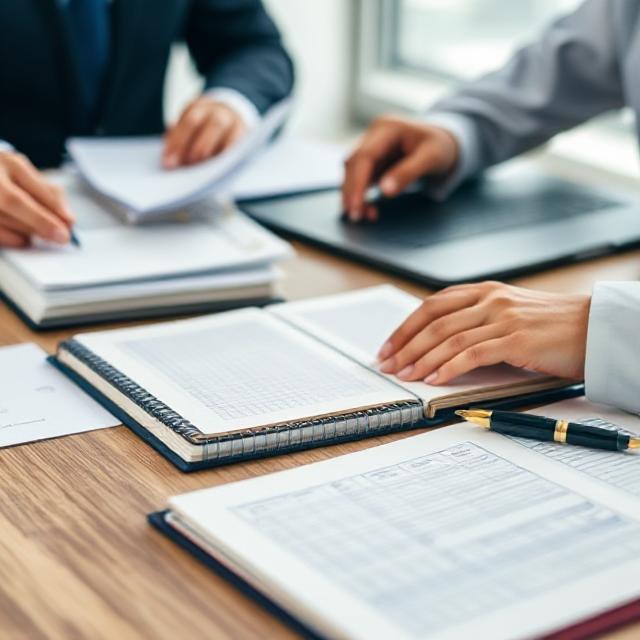 A person organizing legal documents and notes, symbolizing the preparation of evidence for a family court case