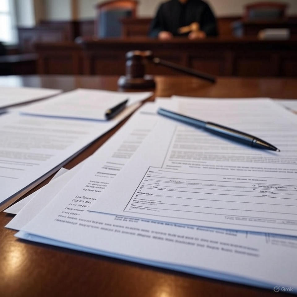 A stack of legal documents on a desk, representing the paperwork involved in UK family court proceedings